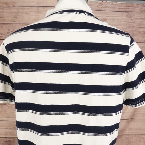 MNG Polo Shirt Mens Large Navy White Stripe Regular Fit Short Sleeve Collared - Picture 5 of 8
